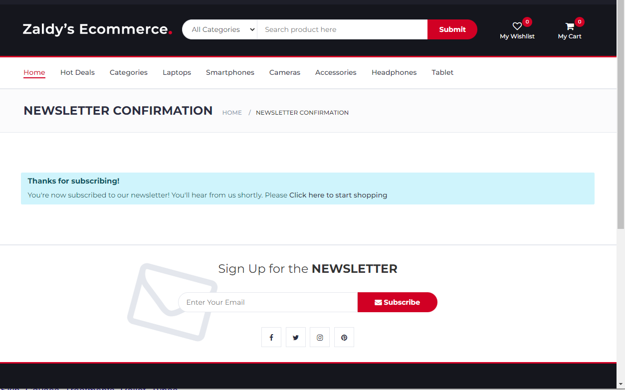 subscribe to newsletter confirmation complete